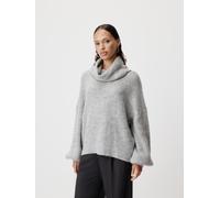 Strickpullover LEGER "Jarine, LeGer by Lena Gercke", Damen, Gr. 42, light grau melange, Strick, Obermaterial: 56% Polyacryl, 44% Polyamid, unifarben, loose fit hüftlang, Rundhals, eingesetzt gerader A