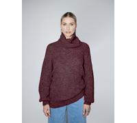 Strickpullover LEGER "Juna, LeGer by Lena Gercke", Damen, Gr. 40, aubergine, Strick, Obermaterial: 56% Polyacryl, 44% Polyamid, unifarben, loose fit ca. Mitte Oberschenkel, Rundhals, eingesetzt gerade