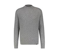 Strickpullover LERROS "Cable-Strickpullover mit Turtleneck", Herren, Gr. XXL, grau (platinum grau melange), 88% Schurwolle, 12% Kaschmir, Rundhals, Pullover Strickpullover (48808510-XXL) platinum grau