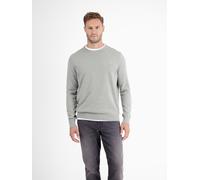 Strickpullover LERROS "LERROS Crewneck Strickpullover", Herren, Gr. L, grau (platinum grau melange), 100% Baumwolle, Pullover (45853852-L) platinum grau melange