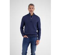 Strickpullover LERROS, Herren, Gr. 3XL, classic navy, Strick, Obermaterial: 100% Baumwolle, unifarben, normal hüftbedeckend, Rundhals, Bündchen, Pullover Strickpullover, mit Troyer-Reißverschluss, Ste