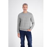 Strickpullover LERROS, Herren, Gr. XL, grau (platinum grau melange), Strick, Obermaterial: 53% Baumwolle, 47% Nylon, gestreift, normal hüftbedeckend, Rundhals, Bündchen, Pullover Strickpullover, Langa