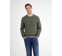 Strickpullover LERROS, Herren, Gr. XL, nordic olive, Strick, Obermaterial: 100% Baumwolle, gestreift, regular fit normal, Rundhals, Rippbündchen, Pullover Strickpullover, mit Logo Stickerei (83636945-