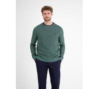 Strickpullover LERROS, Herren, Gr. XXL, blau (fjord blau), Strick, Obermaterial: 100% Baumwolle, bestickt, unifarben, normal hüftbedeckend, Rundhals, Bündchen, Pullover, mit Logo-Stickerei und in Stru