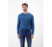 Strickpullover LERROS "LERROS Herren Basic Strickpullover", Herren, Gr. 3XL, blau (storm blau melange), 100% Baumwolle, Rundhals, Pullover Strickpullover (10003136-XXXL) storm blau melange