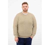 Strickpullover LERROS "Strickpullover aus Baumwolle in 2-Tone-Optik, große Größen", Herren, Gr. 3XL, tender beige melange, 100% Baumwolle, Rundhals, Pullover Strickpullover (29208500-XXXL) tender beig