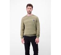 Strickpullover LERROS "Strickpullover für Herren, tonal gestreift", Herren, Gr. 3XL, grün (tender beige melange), 100% Baumwolle, Rundhals, Pullover Strickpullover (61144108-XXXL) tender beige melange