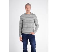 Strickpullover LERROS "Strickpullover mit geometrischem Muster aus Mischgewebe", Herren, Gr. XL, grau (platinum grau melange), 53% Baumwolle, 47% Nylon, Rundhals, Pullover Strickpullover (54482640-XL)