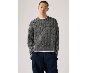 Strickpullover LEVI'S "CARMEL CABLE CREW", Herren, Gr. M, cable rib 5gg phantom gd, Strick, Obermaterial: 100% Baumwolle, unifarben, regular fit normal, Rundhals, Rippbündchen, Pullover Strickpullover