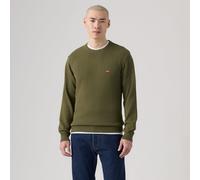 Strickpullover LEVI'S "CLASSIC HM SWEATER", Herren, Gr. M, grün (olive night), Strick, Obermaterial: 100% Baumwolle, bestickt, unifarben, regular fit hüftbedeckend, Rundhals, Flachstrickbündchen, Pull