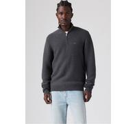Strickpullover LEVI'S "HM QUARTER ZIP SWEATER", Herren, Gr. M, grau (obscidian heather novelty stitch), Strick, Obermaterial: 60% Baumwolle, 30% Polyamid, 10% Wolle, normal hüftbedeckend, Rundhals, Bü
