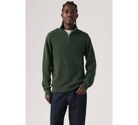 Strickpullover LEVI'S "HM QUARTER ZIP SWEATER", Herren, Gr. S, grün (duffel bag heather grün), Strick, Obermaterial: 100% Baumwolle, unifarben, normal hüftbedeckend, Rundhals, Bündchen, Pullover Stric