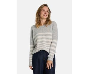 Strickpullover LIEBLINGSSTÜCK "Baberina", Damen, Gr. 36, grau (stone), Strick, Obermaterial: 50% Alpaka, 28% Polyester, 22% Wolle, gemustert, gestreift, mehrfarbig, regular fit normal, V-Ausschnitt, P