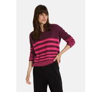 Strickpullover LIEBLINGSSTÜCK "Baberina", Damen, Gr. 48, wineberry, Strick, Obermaterial: 50% Alpaka, 28% Polyester, 22% Wolle, gemustert, gestreift, mehrfarbig, regular fit normal, V-Ausschnitt, Pull