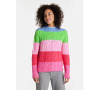 Strickpullover LIEBLINGSSTÜCK "BalcaL", Damen, Gr. 42, blush, Strick, Obermaterial: 60% Baumwolle, 40% Polyacryl, Zopfmuster, gemustert, gestreift, mehrfarbig, normal, hoch geschlossener Ausschnitt, R