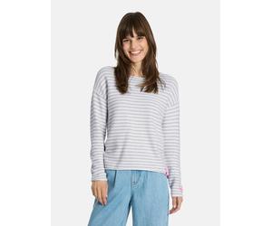 Strickpullover LIEBLINGSSTÜCK "Kyna", Damen, Gr. 36, weiß (sanftes weiß), Strick, Obermaterial: 100% Baumwolle, gemustert, gestreift, mehrfarbig, normal, Rundhals, Pullover Strickpullover, mit Streife