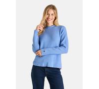 Strickpullover LIEBLINGSSTÜCK "MinouL", Damen, Gr. 40, blau (449, air blau), 52% Baumwolle, 30% Polyester, 14% Polyamid, 4% Elasthan, loose fit, hoch geschlossener Ausschnitt, Pullover Strickpullover,