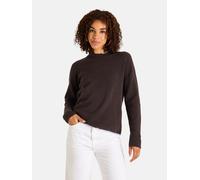 Strickpullover LIEBLINGSSTÜCK "MinouL", Damen, Gr. 44, braun (698, schwarz braun), 52% Baumwolle, 30% Polyester, 14% Polyamid, 4% Elasthan, loose fit, hoch geschlossener Ausschnitt, Pullover Strickpul