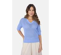 Strickpullover LIEBLINGSSTÜCK "PinsaL", Damen, Gr. 34, blau (hellblau), Strick, Obermaterial: 100% Baumwolle, clean, leicht transparent, unifarben, Basic, V-Ausschnitt, Bündchen, Pullover Strickpullov