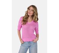 Strickpullover LIEBLINGSSTÜCK "PinsaL", Damen, Gr. 36, rosa (blush), Strick, Obermaterial: 100% Baumwolle, gemustert, Basic, V-Ausschnitt, Bündchen, Pullover Strickpullover, mit Polokragen (70043640-3