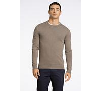 Strickpullover LINDBERGH, Herren, Gr. 3XL, beige (dk sand mel), Strick, Obermaterial: 80% Viskose, 20% Nylon, bestickt, unifarben, slim fit hüftbedeckend, Rundhals, Bündchen, Pullover Strickpullover,