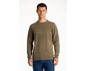 Strickpullover LINDBERGH, Herren, Gr. L, grün (army), Strick, Obermaterial: 100% Baumwolle, unifarben, normal hüftbedeckend, Rundhals, Flachstrickbündchen, Pullover Strickpullover, mit Struktur (21956