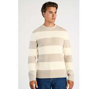 Strickpullover LINDBERGH, Herren, Gr. M, lt stone grau, Strick, Obermaterial: 80% Baumwolle, 20% Polyester, colorblocking, normal hüftbedeckend, Rundhals, Pullover Strickpullover, mit Colorblocking-St