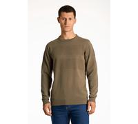 Strickpullover LINDBERGH, Herren, Gr. S, grün (army), Strick, Obermaterial: 100% Baumwolle, unifarben, normal hüftbedeckend, Rundhals, Flachstrickbündchen, Pullover Strickpullover, mit Struktur (21956