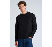 Strickpullover LINDBERGH, Herren, Gr. S, schwarz (charcoal), Strick, Obermaterial: 69% Polyester, 23% Acetat, 6% Wolle, 2% Elasthan, meliert, regular fit hüftbedeckend, Rundhals, Flachstrickbündchen,