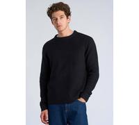 Strickpullover LINDBERGH "Strickpullover Comfort Fit", Herren, Gr. M, schwarz (charcoal), Obermaterial: 69% Polyester, 23% Acetat, 6% Wolle, 2% Elasthan, Rundhals, Pullover Strickpullover (27645622-M)
