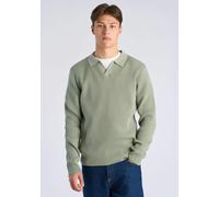 Strickpullover LINDBERGH "Strickpullover Relaxed Fit", Herren, Gr. L, sage grün, Obermaterial: 80% Baumwolle, 20% Polyester, unifarben, V-Ausschnitt, Pullover Strickpullover (59668764-L) sage grün