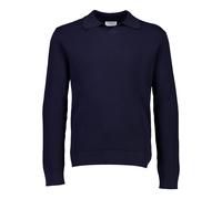 Strickpullover LINDBERGH "Strickpullover Relaxed Fit", Herren, Gr. M, blau (navy), Obermaterial: 60% Baumwolle, 40% Polyester, unifarben, V-Ausschnitt, Pullover Strickpullover (95266226-M) navy