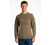 Lindbergh Strickpullover 21956 – Herren, mit Struktur, Rundhals, 100% Baumwolle, grün (army), Gr. M