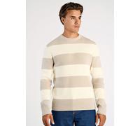 Strickpullover LINDBERGH "Strickpullover Relaxed Fit", Herren, Gr. M, lt stone grau, Obermaterial: 80% Baumwolle, 20% Polyester, gestreift, Rundhals, Pullover Strickpullover (18520161-M) lt stone grau