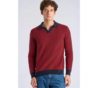 Strickpullover LINDBERGH "Strickpullover Relaxed Fit", Herren, Gr. M, rot, Obermaterial: 60% Baumwolle, 40% Polyester, gestreift, V-Ausschnitt, Pullover Strickpullover (70191345-M) rot