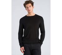 Strickpullover LINDBERGH "Strickpullover Relaxed Fit", Herren, Gr. M, schwarz, Obermaterial: 80% Viskose, 20% Polyamid, unifarben, Rundhals, Pullover Strickpullover (36600751-M) schwarz