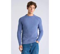 Strickpullover LINDBERGH "Strickpullover Relaxed Fit", Herren, Gr. S, blau, Obermaterial: 60% Baumwolle, 40% Polyester, unifarben, Rundhals, Pullover Strickpullover (62793853-S) blau