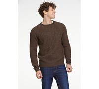Strickpullover LINDBERGH "Strickpullover Relaxed Fit", Herren, Gr. XL, braun (dk braun mel), Obermaterial: 80% Wolle, 20% Nylon, Rundhals, Pullover Strickpullover (31938432-XL) dk braun mel