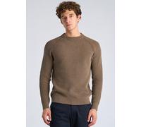 Strickpullover LINDBERGH "Strickpullover Relaxed Fit", Herren, Gr. XL, sand, Obermaterial: 60% Baumwolle, 40% Polyester, unifarben, Rundhals, Pullover Strickpullover (90366937-XL) sand
