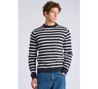 Strickpullover LINDBERGH "Strickpullover Relaxed Fit", Herren, Gr. XXL, blau (navy), Obermaterial: 60% Baumwolle, 40% Polyester, gestreift, Rundhals, Pullover Strickpullover (50428445-XXL) navy