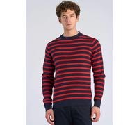 Strickpullover LINDBERGH "Strickpullover Relaxed Fit", Herren, Gr. XXL, rot, Obermaterial: 60% Baumwolle, 40% Polyester, gestreift, Rundhals, Pullover Strickpullover (59560962-XXL) rot