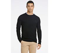 Strickpullover LINDBERGH, Herren, Gr. 3XL, schwarz, Strick, Obermaterial: 80% Viskose, 20% Nylon, bestickt, unifarben, slim fit hüftbedeckend, Rundhals, Bündchen, Pullover Strickpullover, mit Logo-Sti
