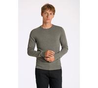 Strickpullover LINDBERGH "Strickpullover Slim Fit", Herren, Gr. XL, grau (dk moss mel), Obermaterial: 80% Viskose, 20% Nylon, Rundhals, Pullover Strickpullover (52759646-XL) dk moss mel