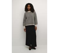 KAFFE Strickpullover KAellery Damen Strickpullover Rundhals Pullover Winter Sweater Grobstrick Sweatshirt Elegant Oberteile Pulli Feather Gray/Black Structure XL
