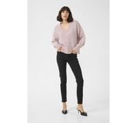 Strickpullover KAFFE "Strickpullover KAtrina", Damen, Gr. XL, lila (lila snow melange), Obermaterial: 47% Polyacryl PAN. 35% Polyester PES. 13% Polyamid PA. 5% Wolle mw., Pullover Strickpullover (7821