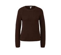 Rundhalspullover QS, Damen, Gr. M, braun, Strick, Obermaterial: 50% Baumwolle, 50% Polyacryl, normal hüftlang, Rundhals, Raglanärmel Rollkante, Pullover Rundhalspullover, Rollkane an Ärmeln und Saum (
