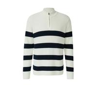 Gestreifter Baumwoll-Strickpullover mit Troyer-Kragen M creme|blau 2174327.59G1.M