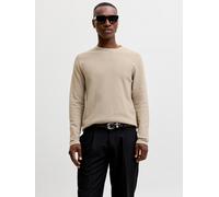 Rundhalspullover JACK & JONES "JJEAUSTIN KNIT CREW NECK NOOS", Herren, Gr. M, feather gray, Strick, Obermaterial: 50% Baumwolle, 50% Polyester, unifarben, normal normal, Rundhals, Bündchen, Pullover R