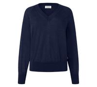 Strickpullover MAERZ MUENCHEN "Maerz Muenchen 306900 Strickpullover Damen Bekleidung", Damen, Gr. 46, blau, 70% Wolle, 20% Seide, 10% Cashmere, V-Ausschnitt, Pullover Strickpullover (77338640-46) blau
