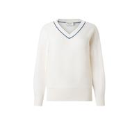 Strickpullover MAERZ MUENCHEN "Maerz Muenchen 323601 Strickpullover Damen Bekleidung", Damen, Gr. 42, weiß, 55% Wolle (Merino), 45% Bio-Baumwolle, V-Ausschnitt, Pullover Strickpullover (83848735-42) w